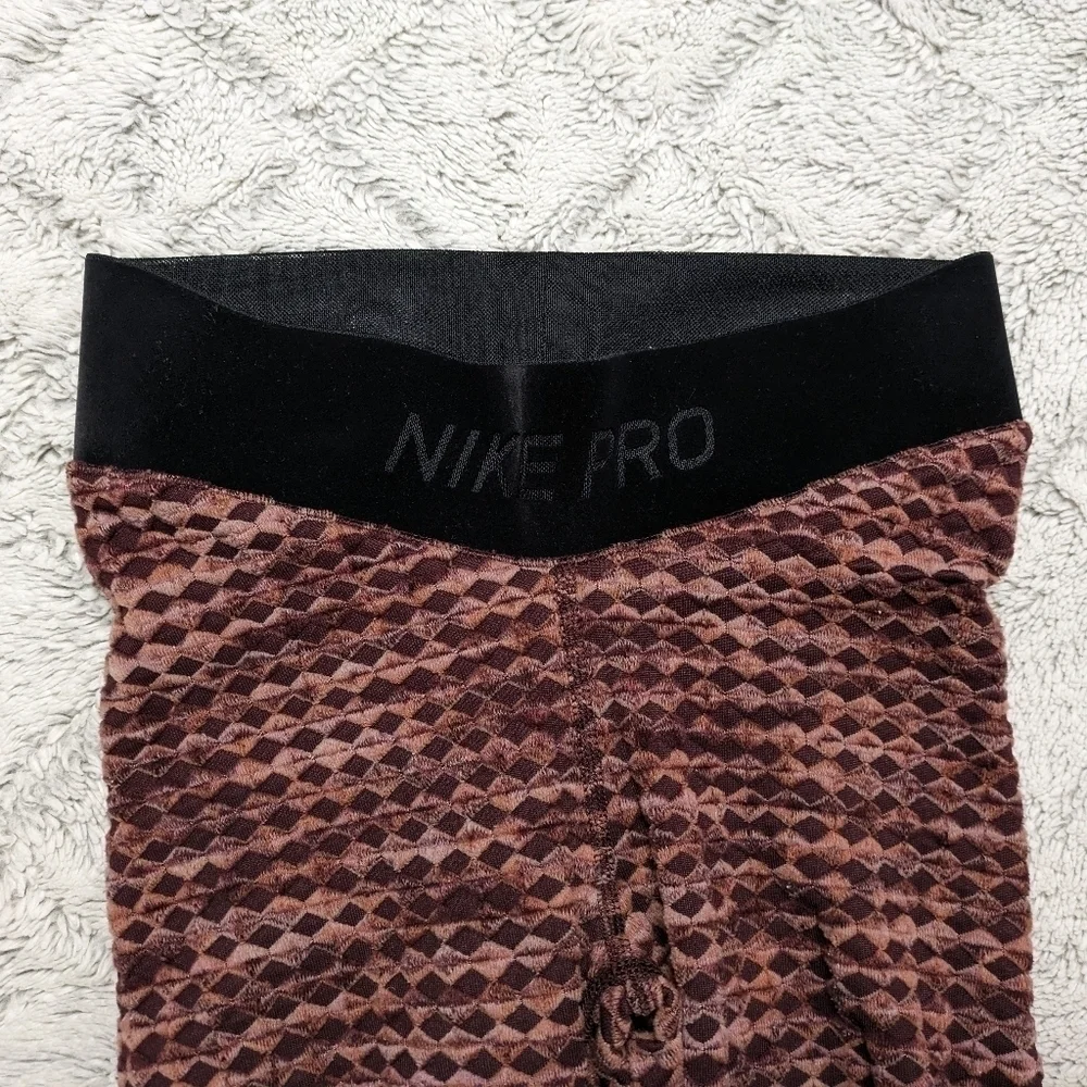Nike Pro Tights Women's XS Red Burgundy Crush Hyperwarm Training Leggings